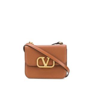 VALENTINO Vsling Small Grained Brown Leather Shoulder Bag